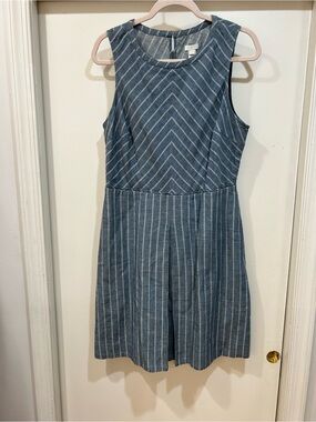 J. Crew Blue and White Striped Sleeveless A-Line Mini Dress